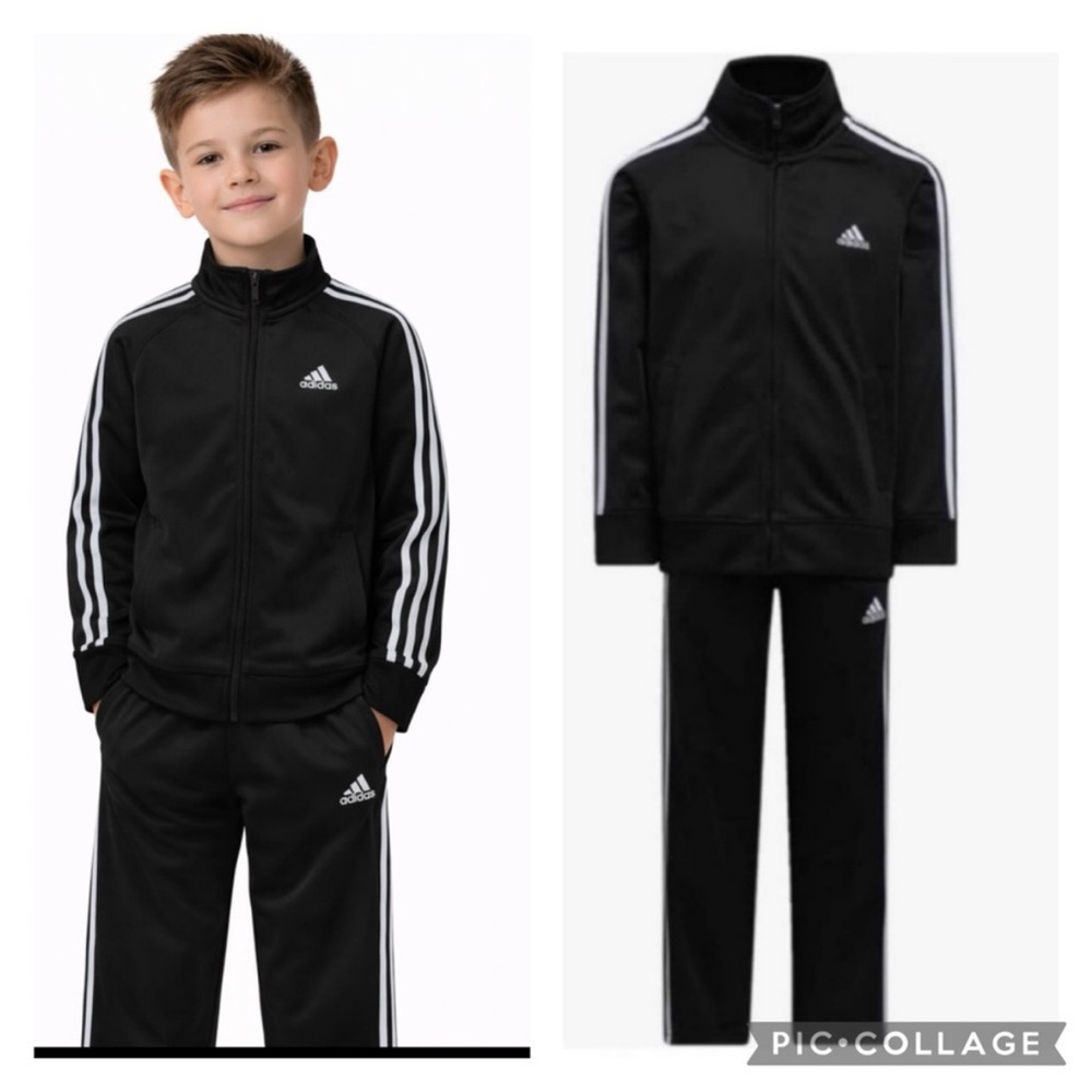 adidas Kids Black Set with White Stripes